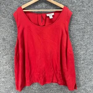 New Nexx Blouse Women 3X Plus Red Sleeveless Wide Strap Silk Hook & Eye Casual